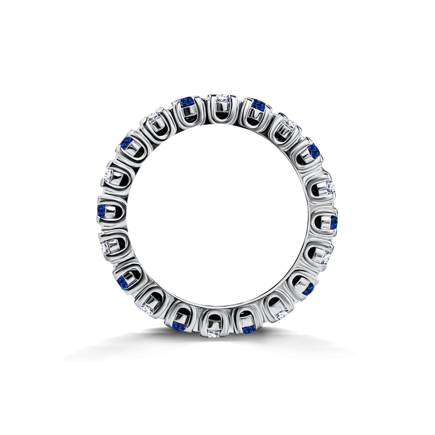 Eternity Ring with Diamonds and Sapphires - side view