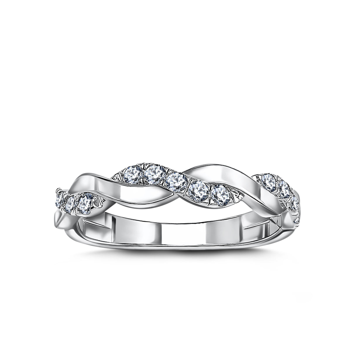 Obrączka damska z diamentami - widok bok