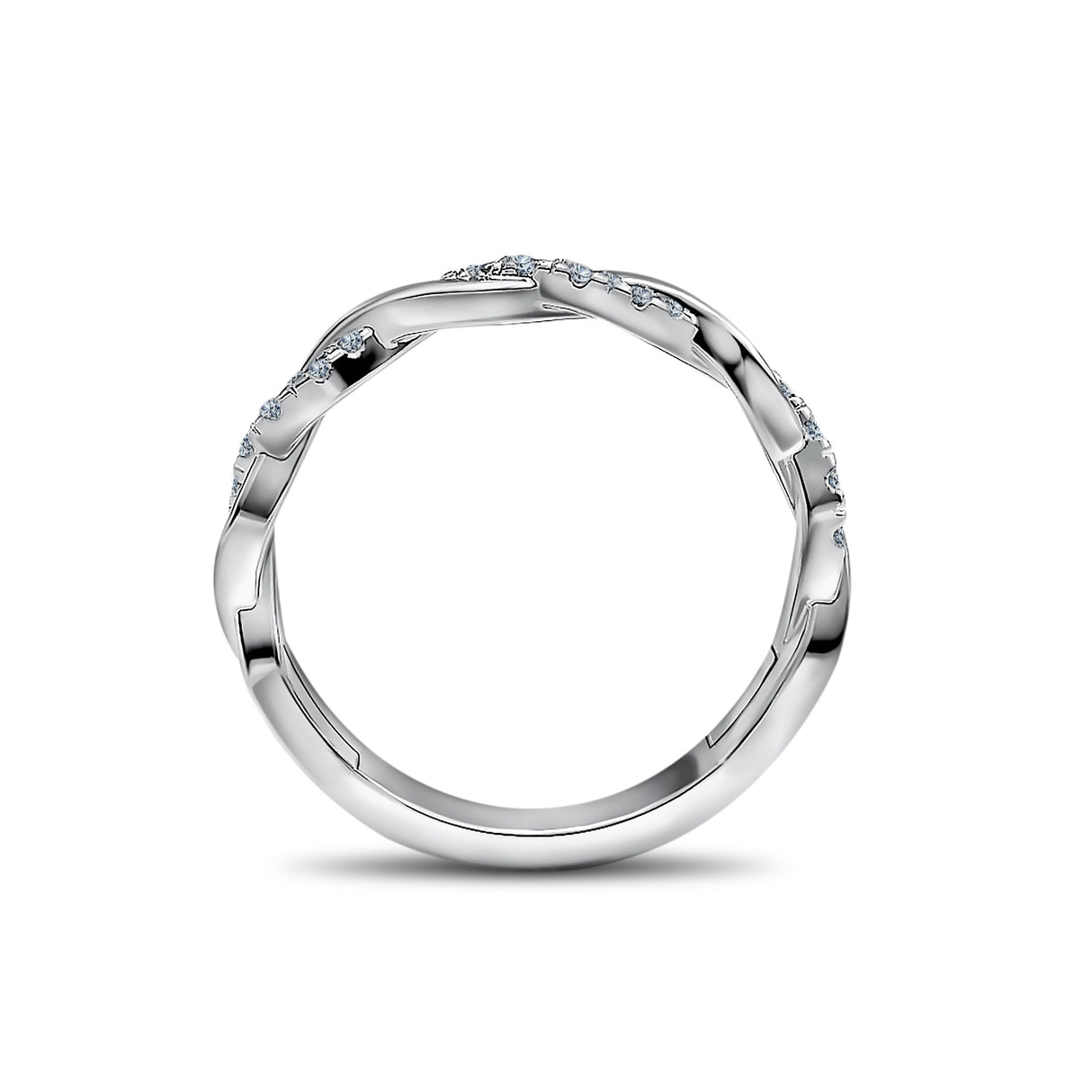 Obrączka damska z diamentami - widok od boku