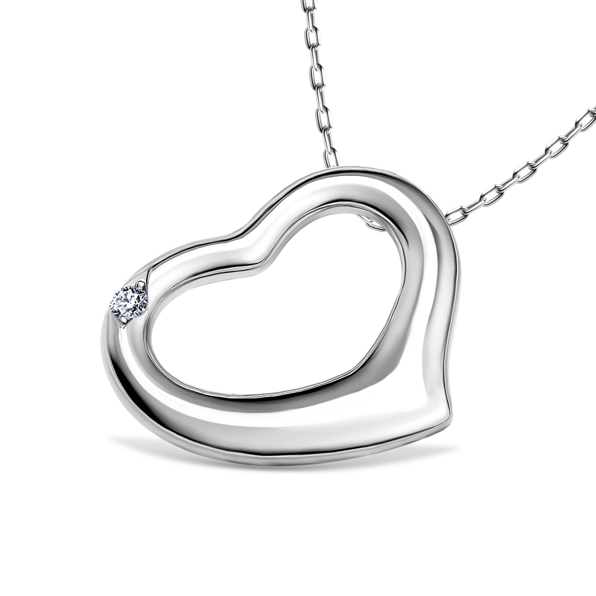 Timeless Love - Srebrna zawieszka serce z diamentem