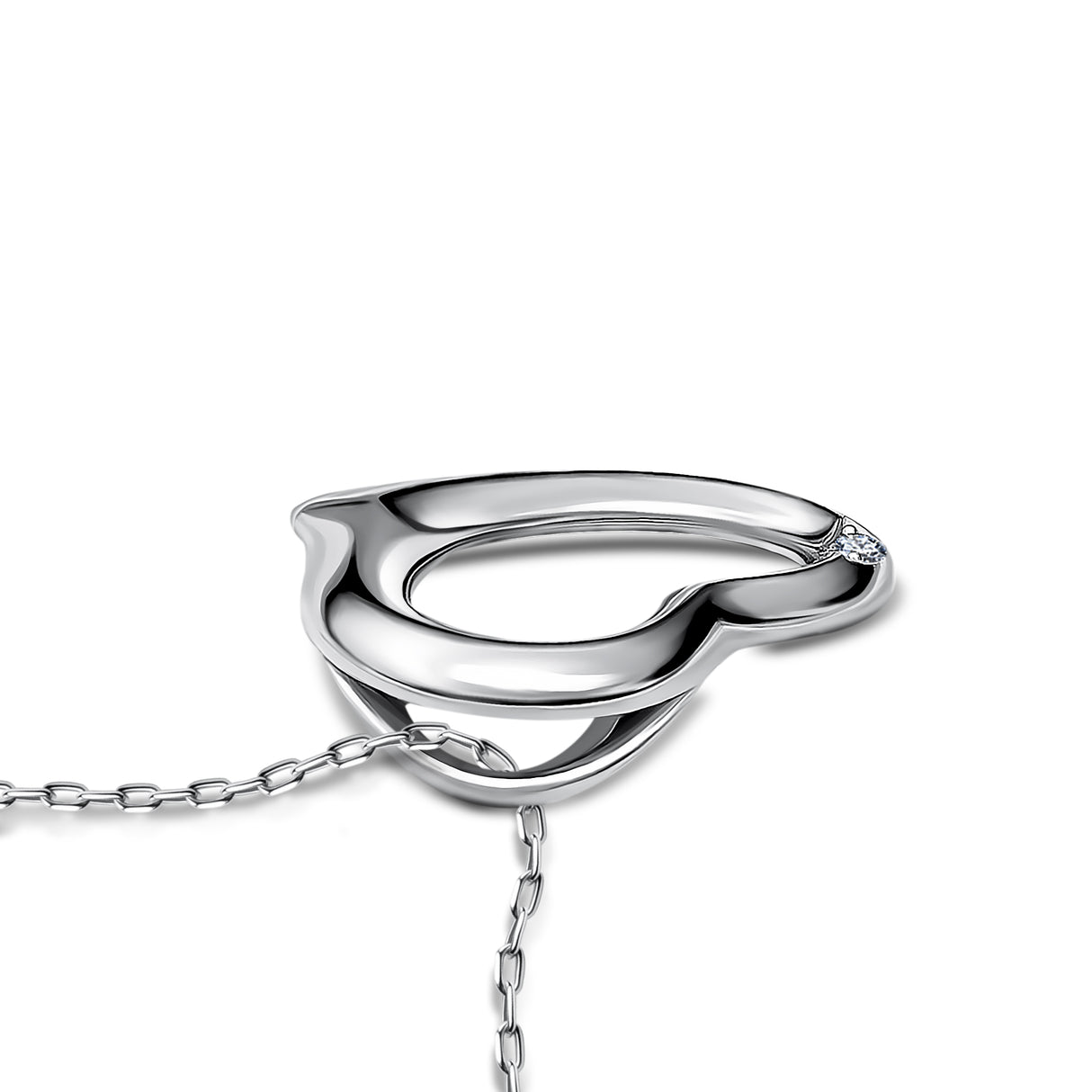 Timeless Love - Srebrna zawieszka serce z diamentem