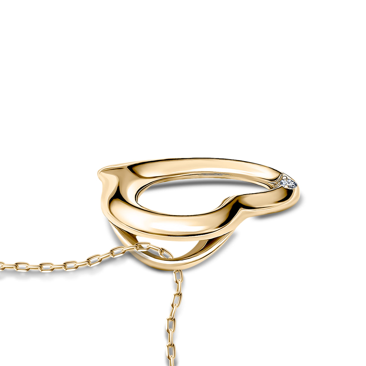 Timeless Love - Złota zawieszka serce z diamentem