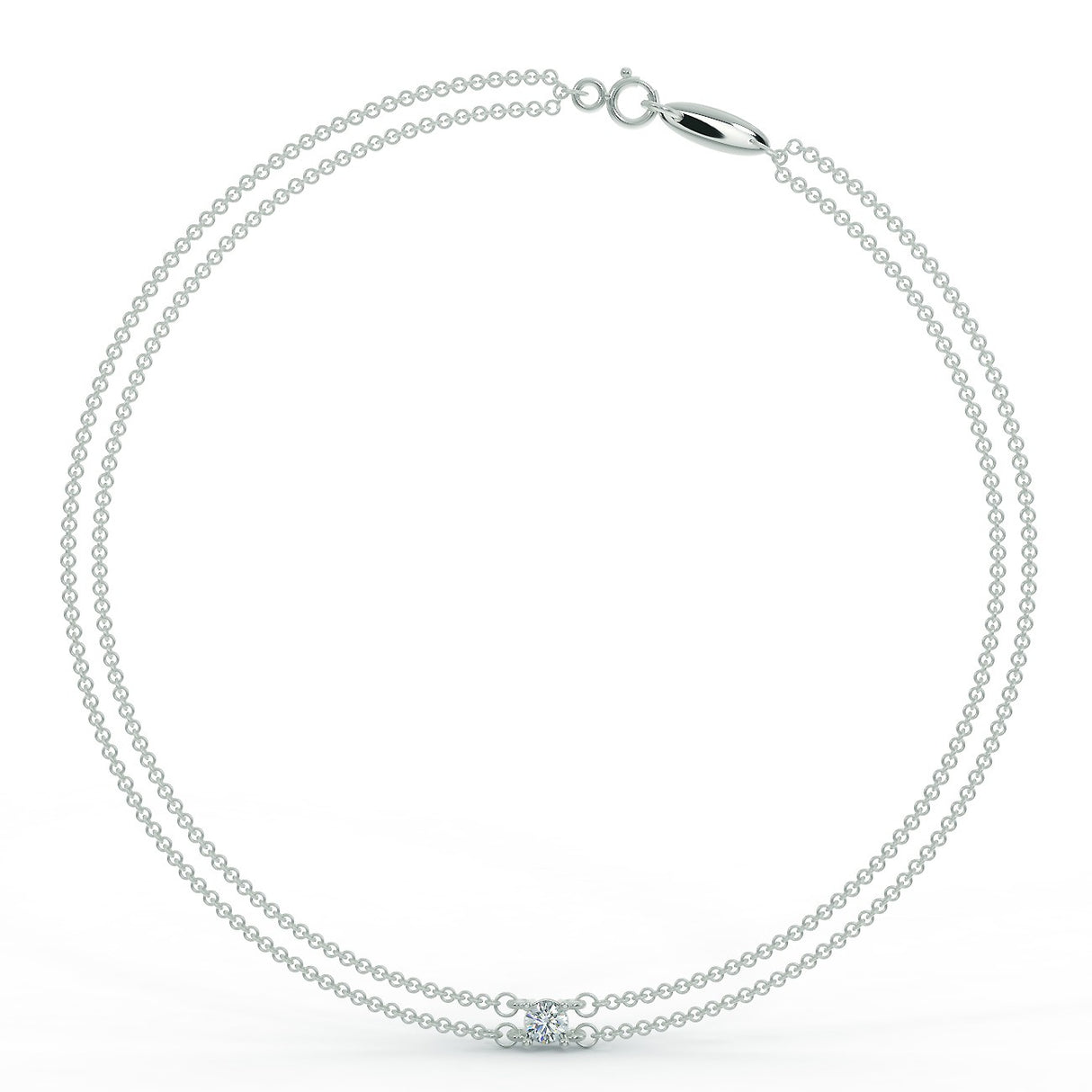 Bransoletka z białego złota z diamentem o masie 0,20 ct