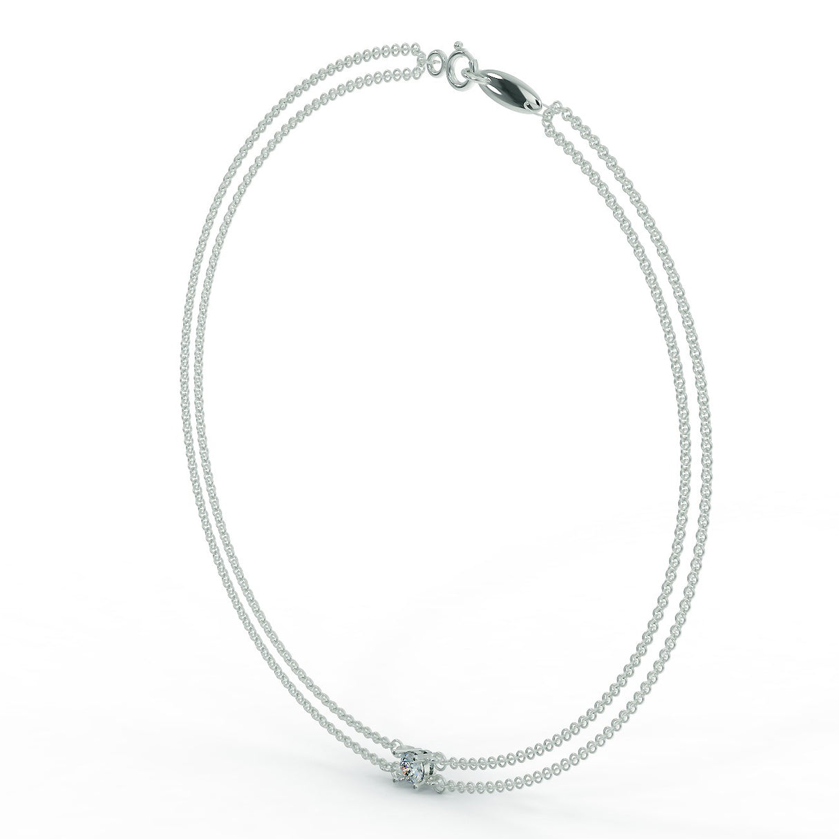 Bransoletka z białego złota z diamentem o masie 0,20 ct - widok z boku