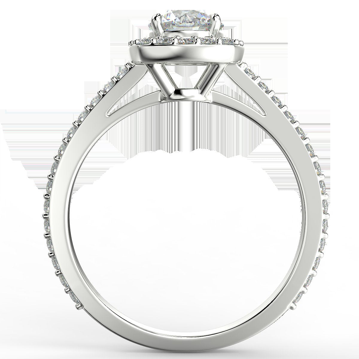 Pierścionek zaręczynowy z białego złota z diamentami o masie 0,83 ct - widok z boku