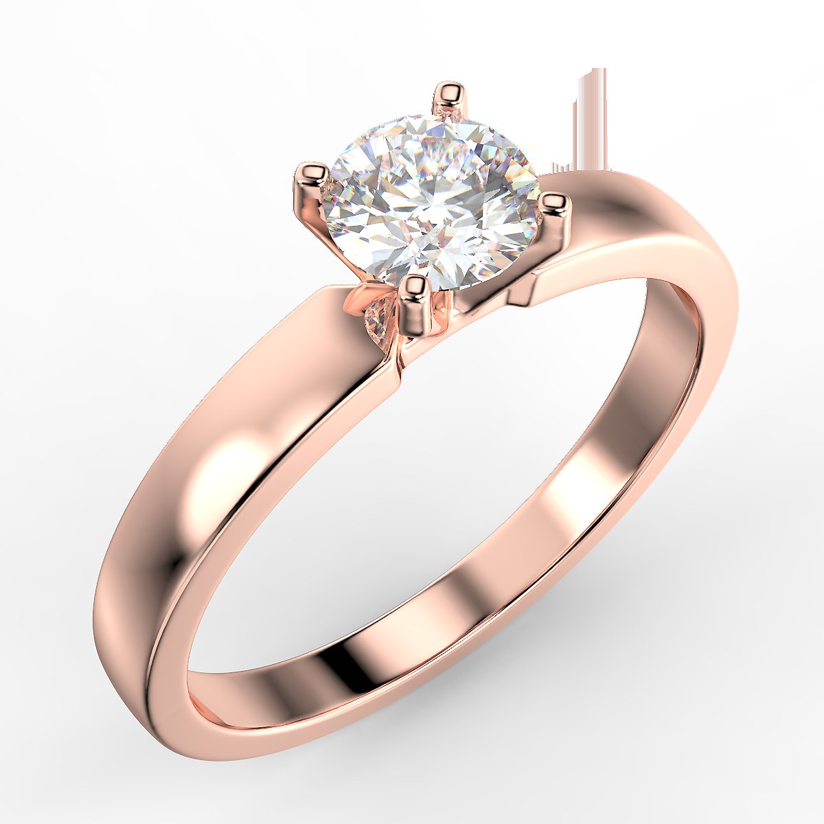 Minimalistyczny pierścionek z różowego złota z diamentem 0,40 ct