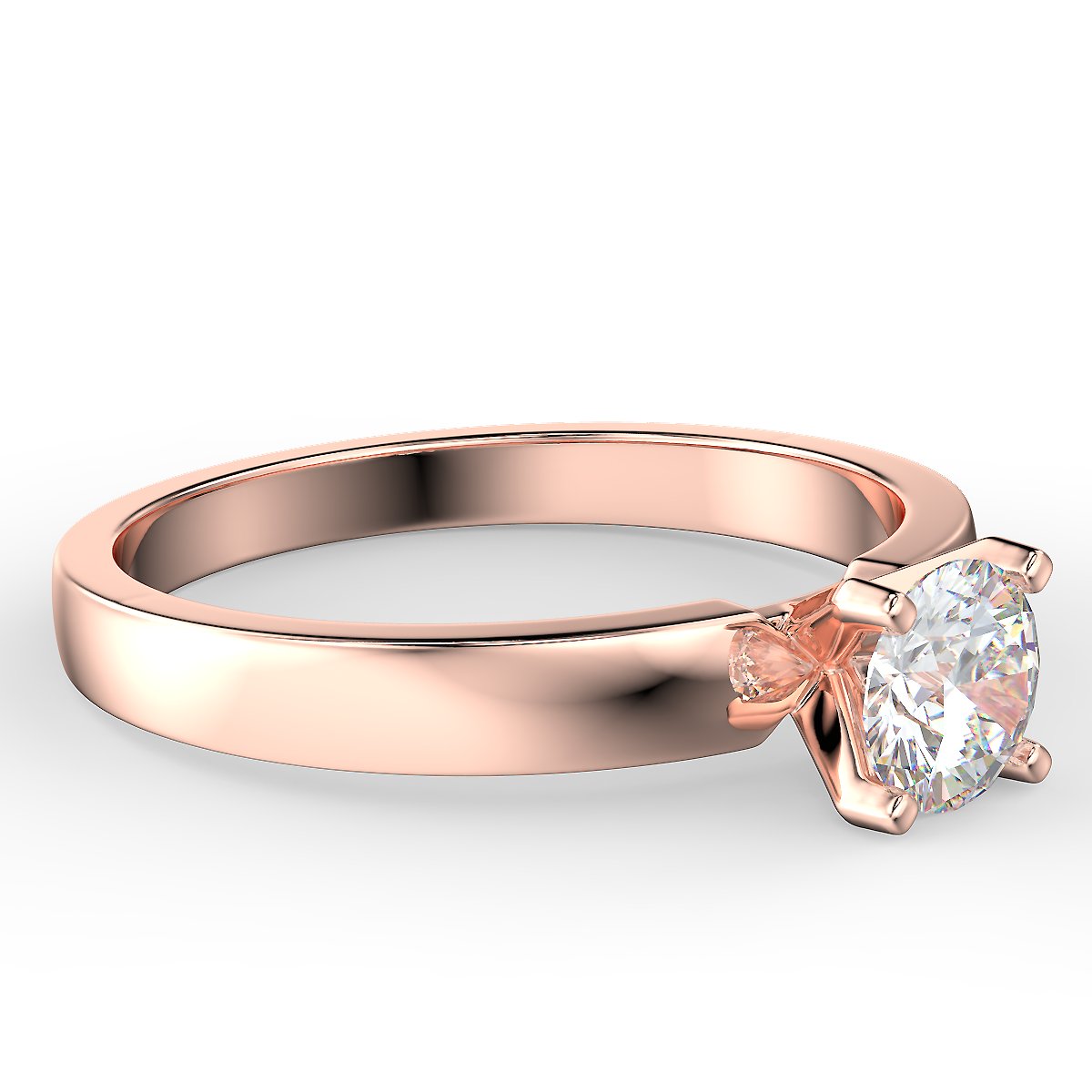 Minimalistyczny pierścionek z różowego złota z diamentem 0,40 ct