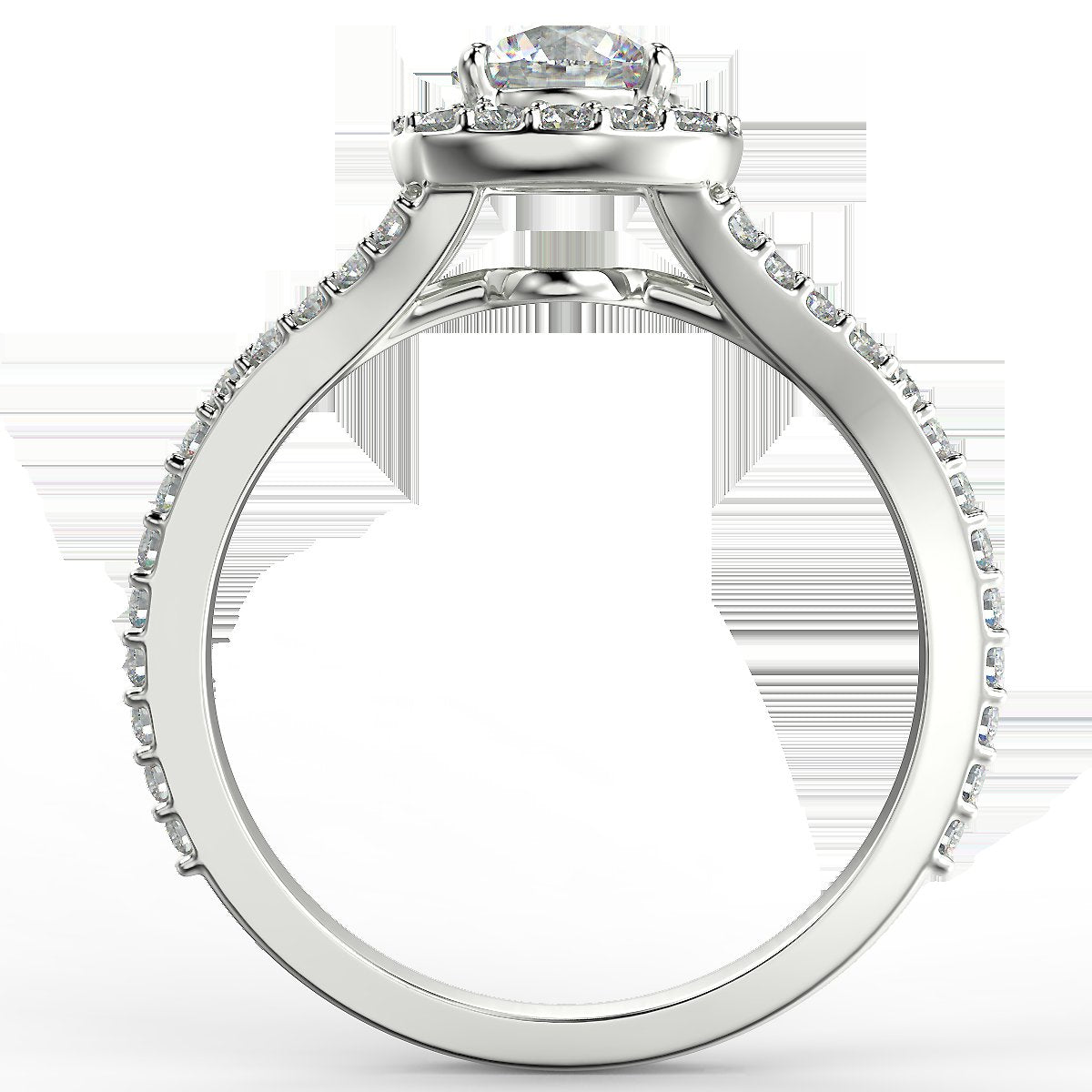 Pierścionek zaręczynowy z białego złota z diamentami o masie 0,92 ct - widok z boku