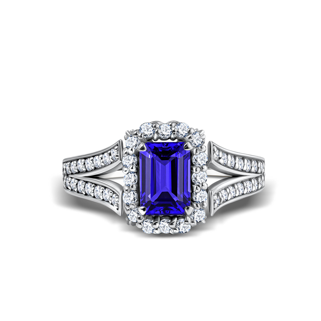 Gwiazda Błękitu - Pierścionek z tanzanitem i diamentami