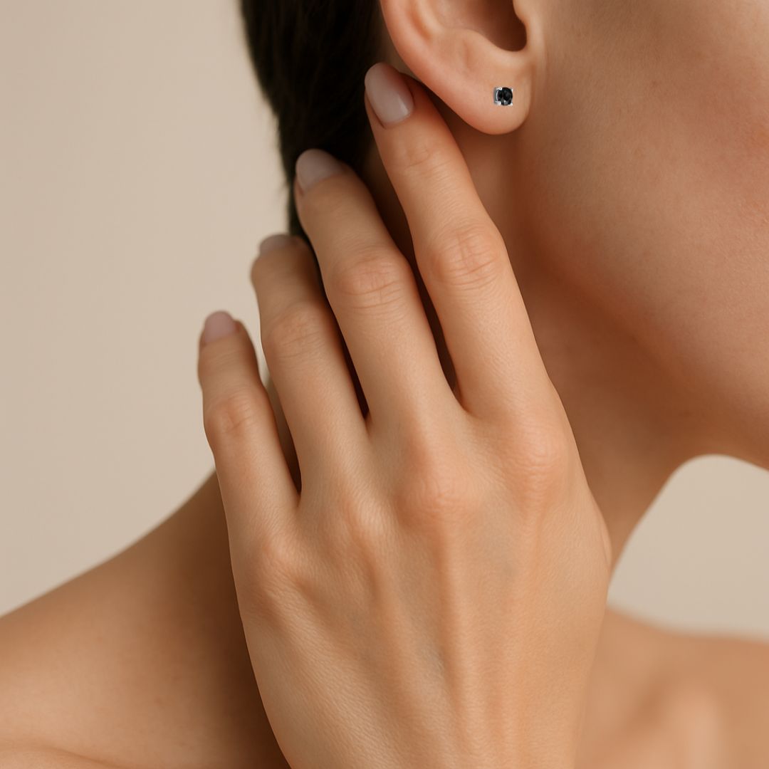 Midnight Noir - Kolczyki z czarnymi diamentami 1ctw w żółtym złocie