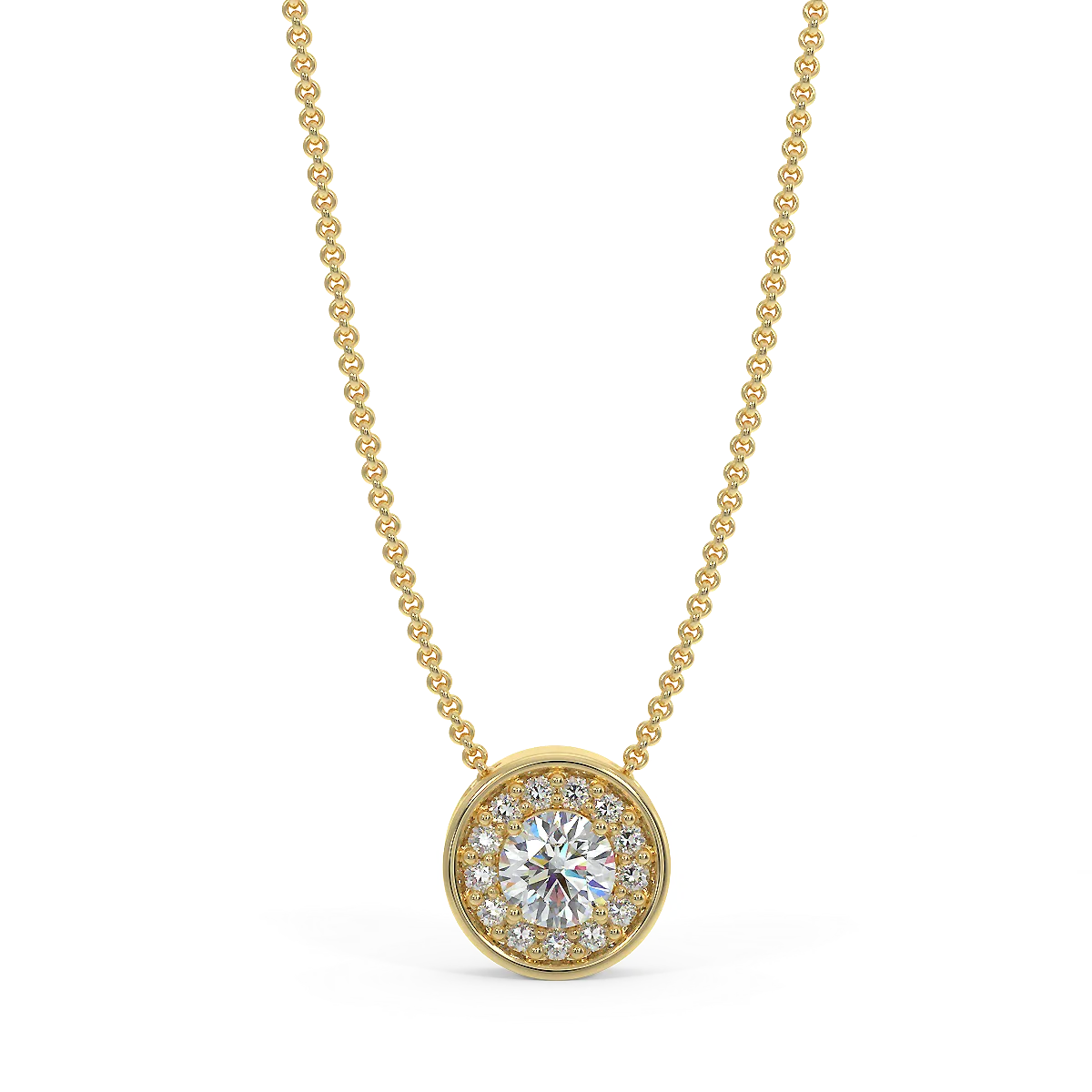 Zawieszka halo z żółtego złota z diamentami 0,15 ctw