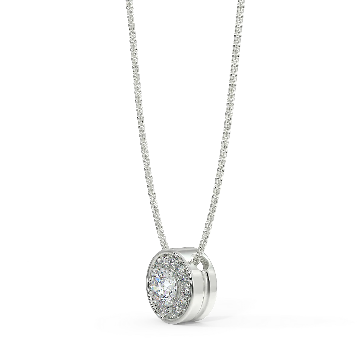 Zawieszka halo z białego złota z diamentami 0,15 ct