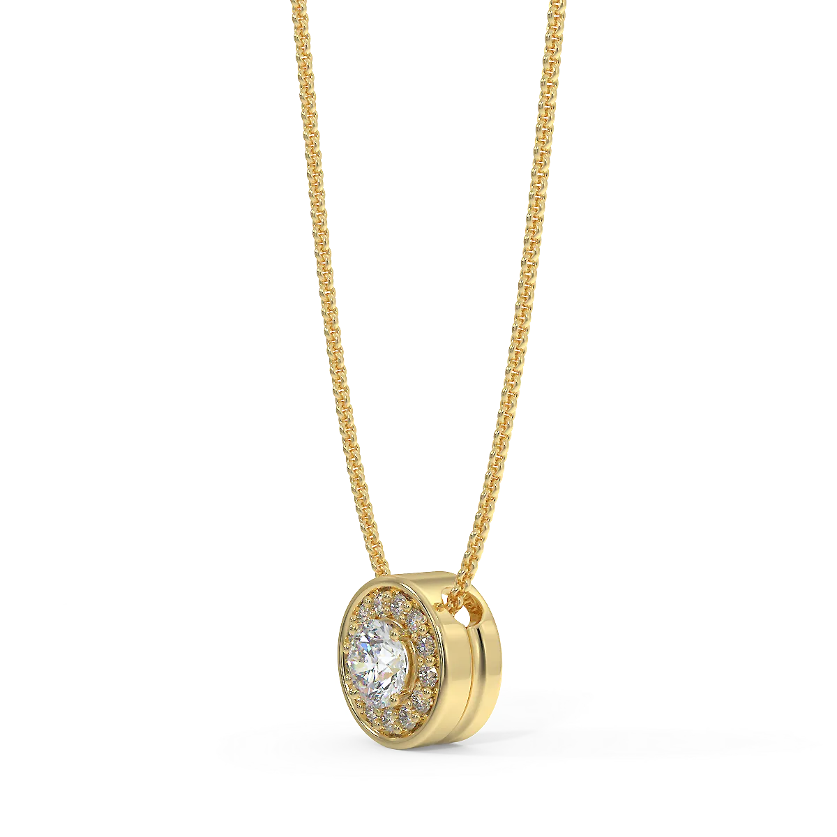 Zawieszka halo z żółtego złota z diamentami 0,15 ctw
