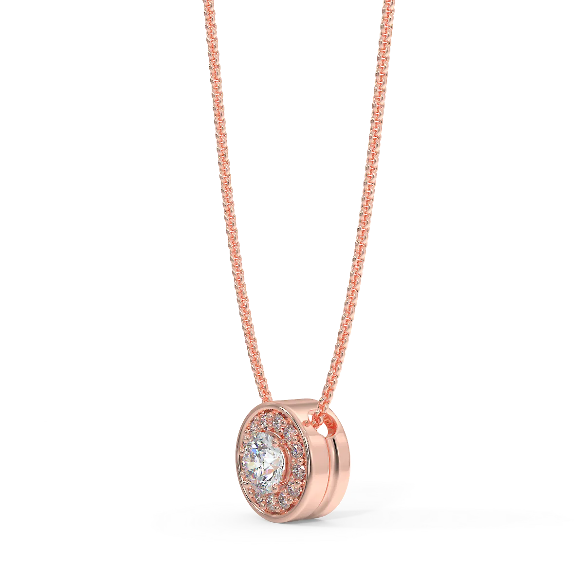 Zawieszka halo z różowego złota z diamentami 0,15 ct