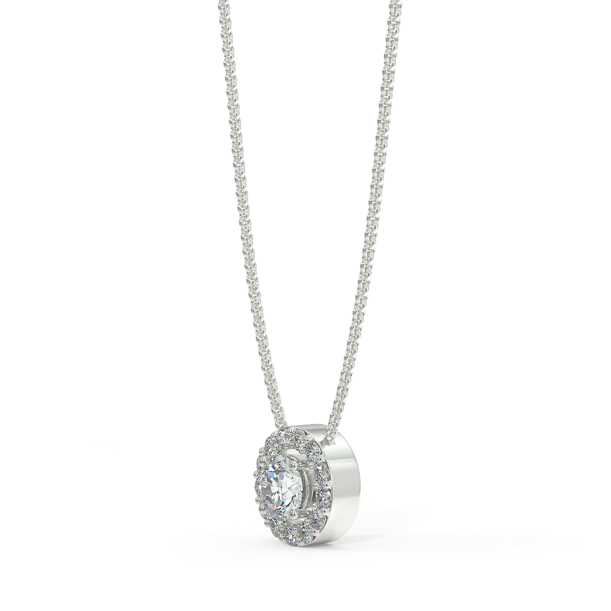 Zawieszka halo z białego złota z diamentami 0,15 ct
