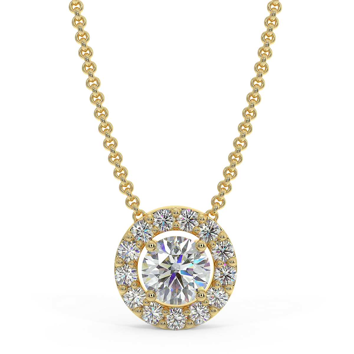 Zawieszka halo z żółtego złota z diamentami 0,15 ctw