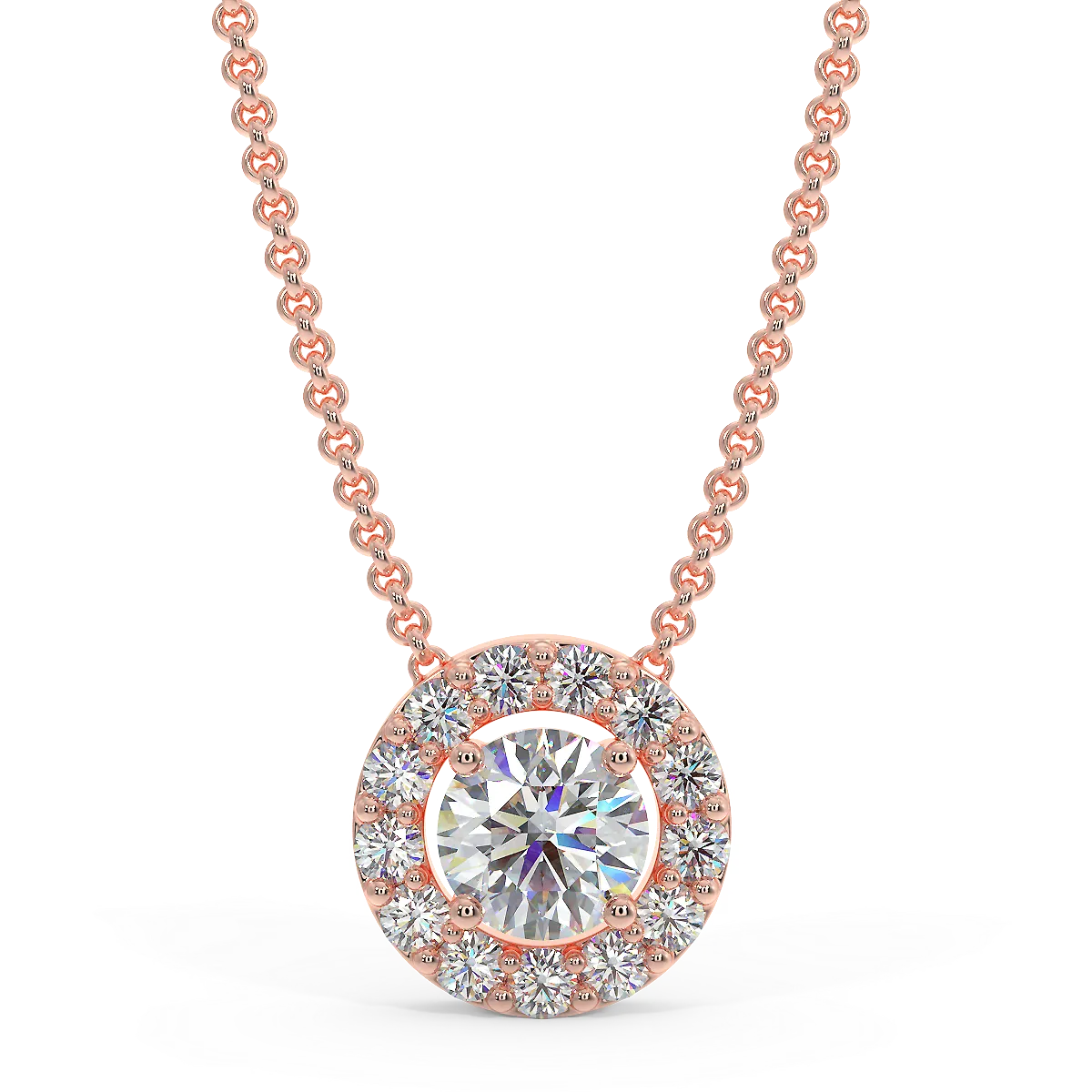Zawieszka halo z różowego złota z diamentami 0,15 ctw