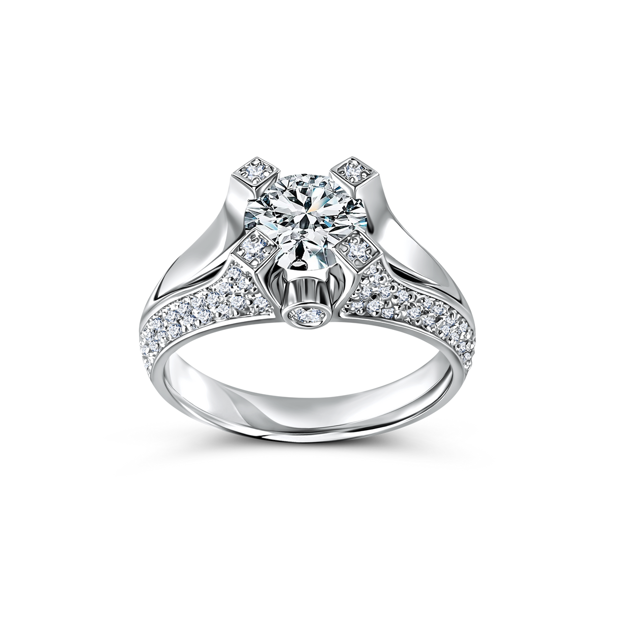 Perfection - pierścionek z białego złota z diamentami 1,80 ctw