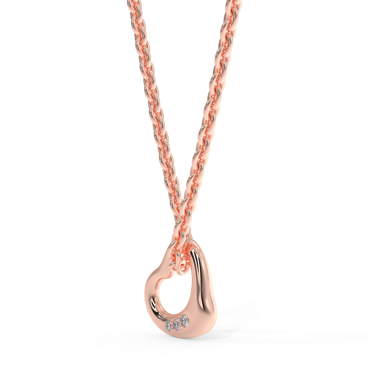 Zawieszka serce z różowego złota z 3 diamencikami