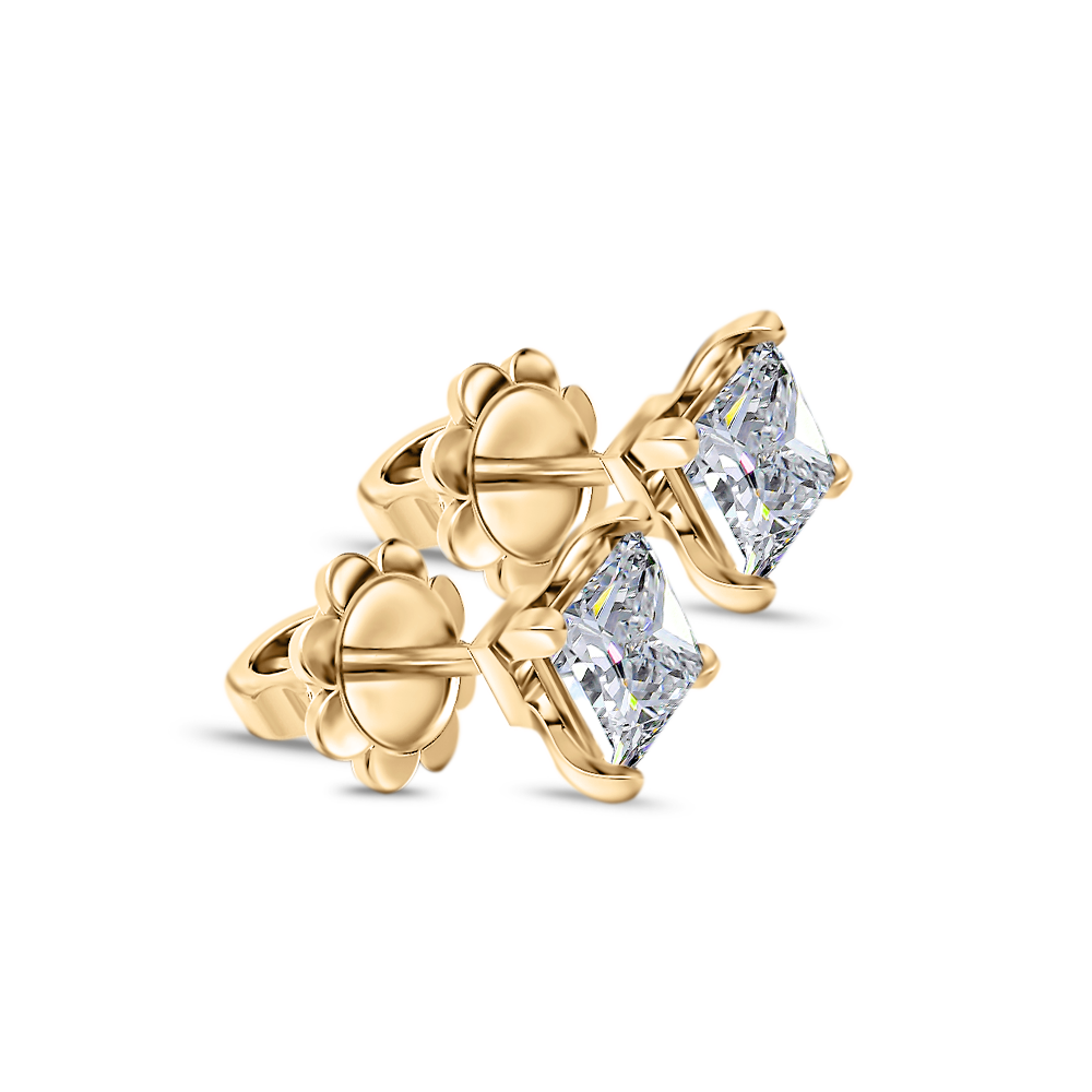 Kolczyki Princess Cut z diamentami 1,40 ctw w żółtym złocie