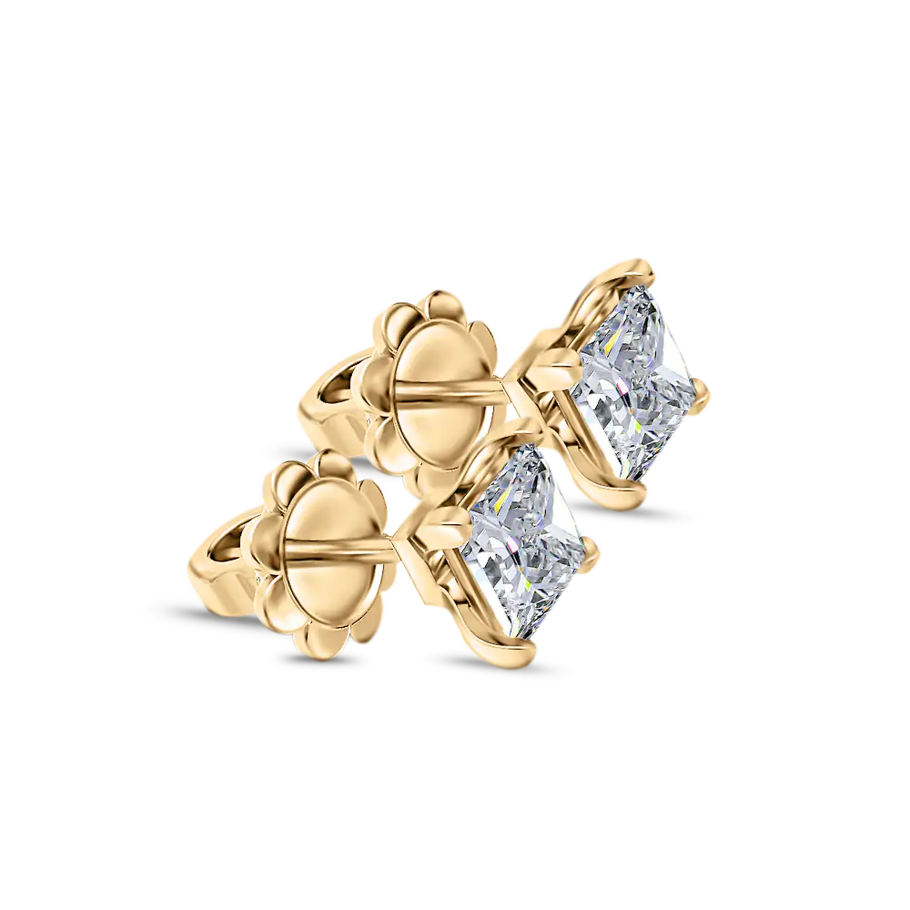 Kolczyki Princess Cut z diamentami 1,40 ctw w żółtym złocie