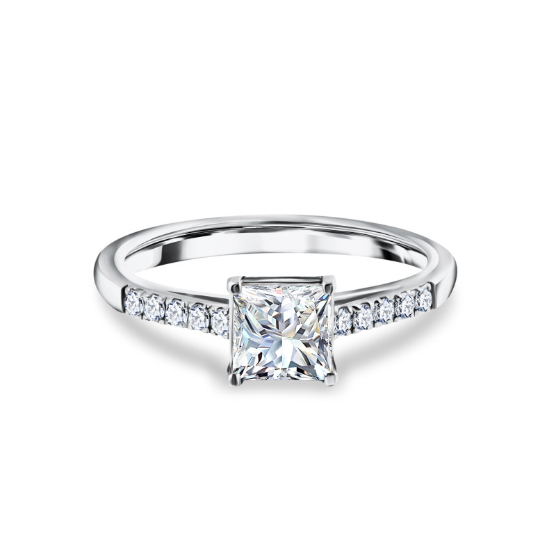 Pierścionek zaręczynowy z diamentem 1ct. Princess cut diamond 1ct.