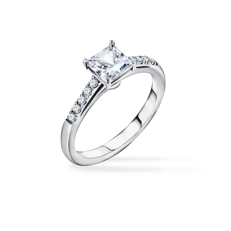 Pierścionek zaręczynowy z diamentem 1ct. Princess cut diamond 1ct.