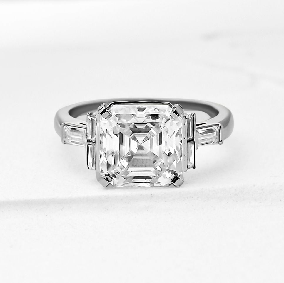 Pierścionek na zamówienie z diamentem 4ct w szlifie asscher