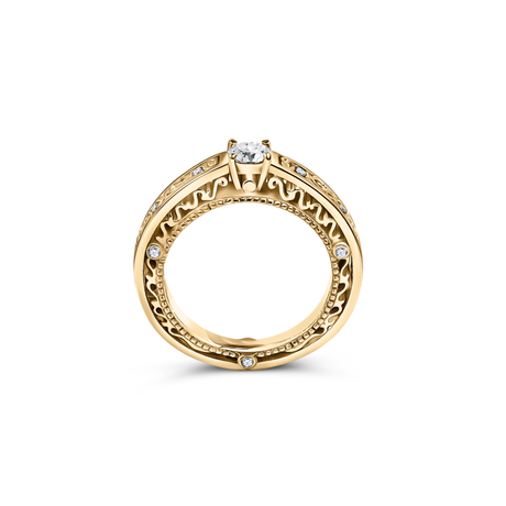 Masywny Złoty Pierścionek  w stylu Vintage i Chunky Ring z Diamentem 0,50 ct