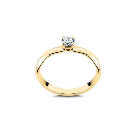 Geometryczny - złoty pierścionek z diamentem