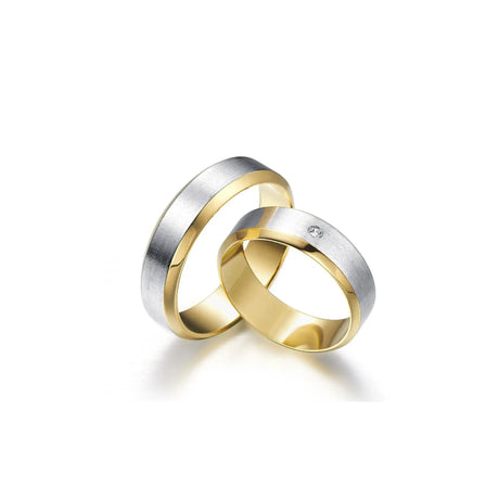 Obrączki z dwukolorowego złota z diamentem