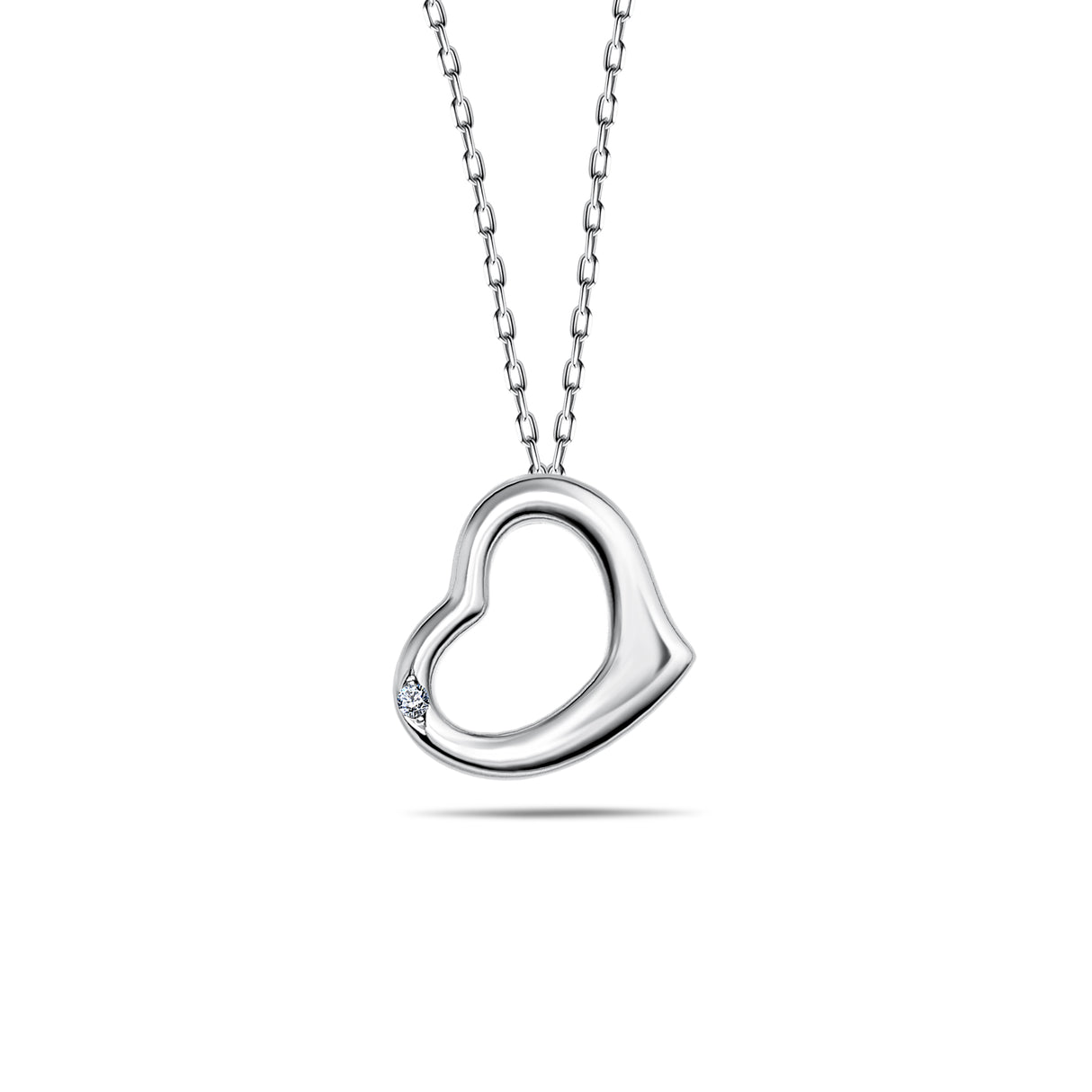 Timeless Love - Srebrna zawieszka serce z diamentem