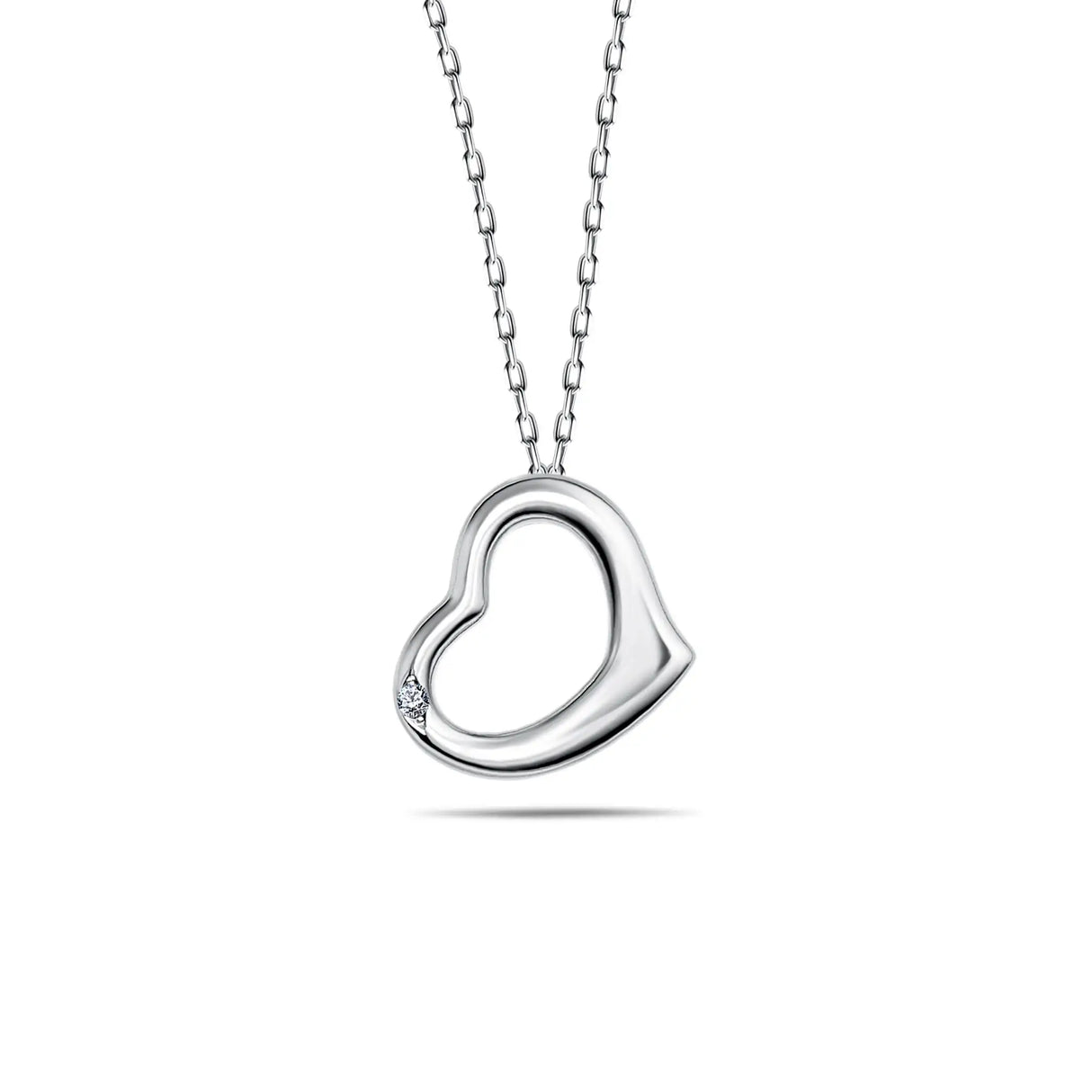 Timeless Love - Srebrna zawieszka serce z diamentem