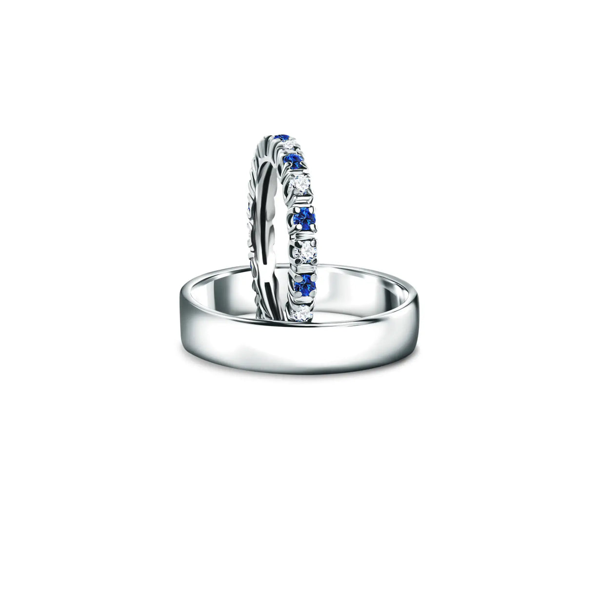 Eternity rings duo - komplet obrączek z diamentami i szafirami