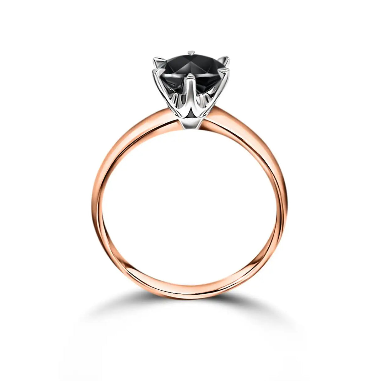 Pierścionek z czarnym diamentem 1ct - widok z boku