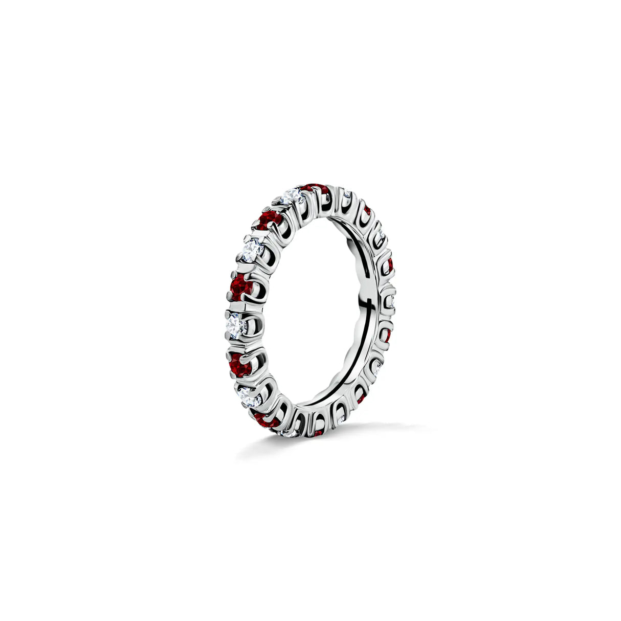 Eternity rings duo - komplet obrączek z diamentami i rubinami
