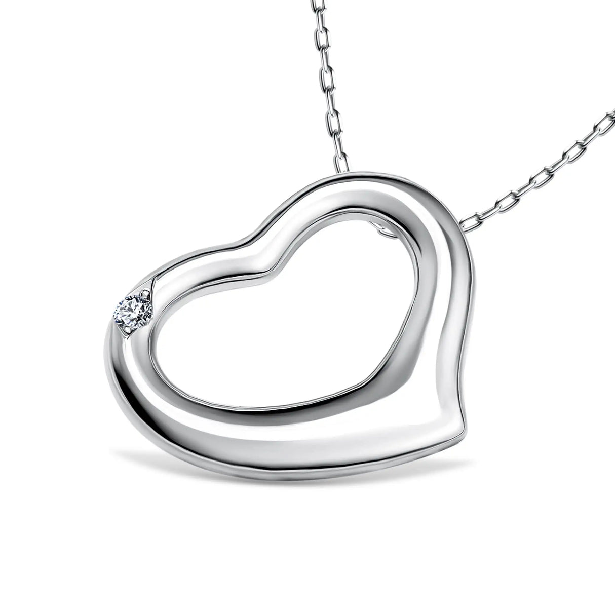 Timeless Love - Srebrna zawieszka serce z diamentem
