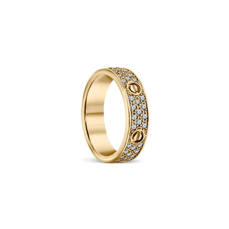 Luksusowa obrączka z diamentami z żółtego złota