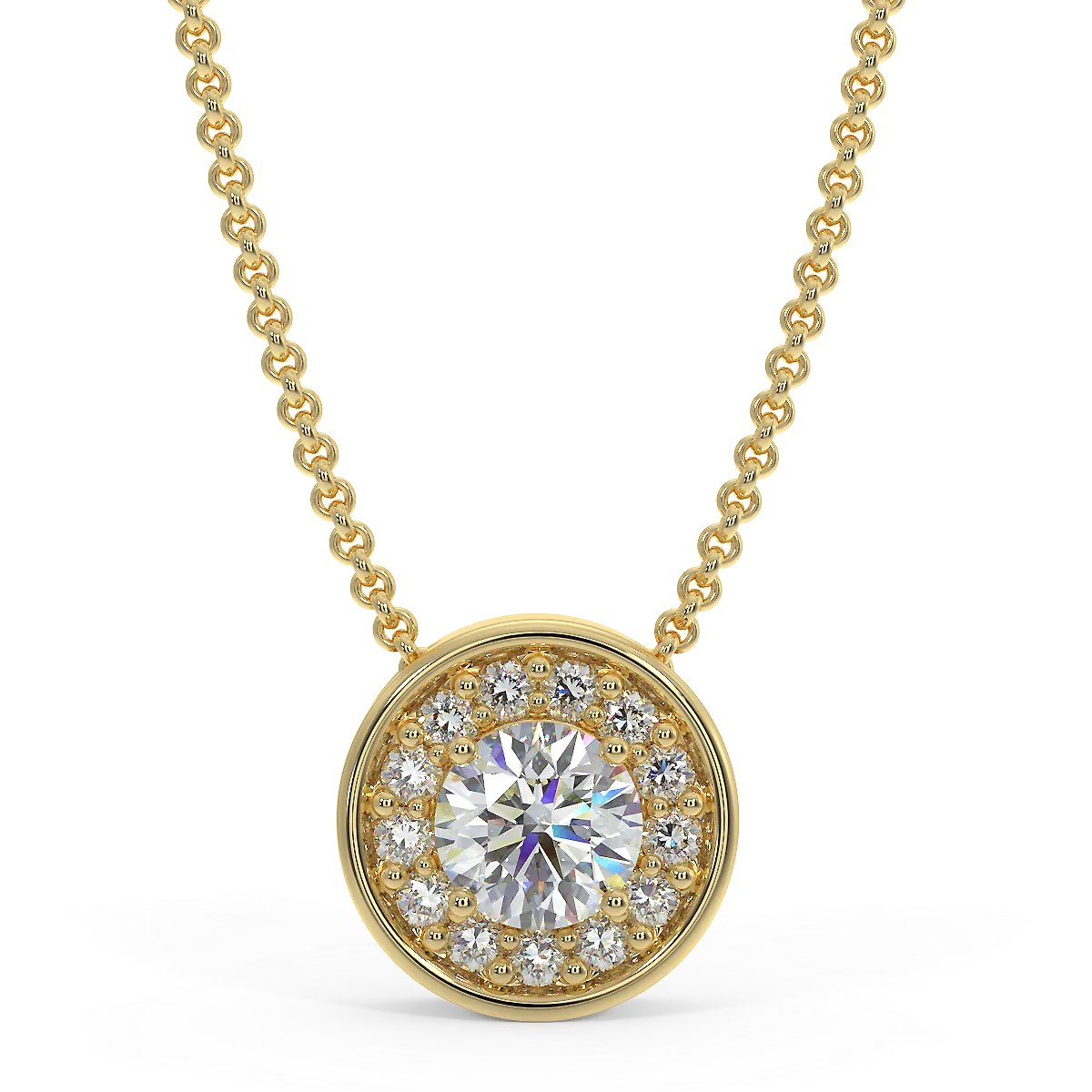 Zawieszka halo z żółtego złota z diamentami 0,15 ctw
