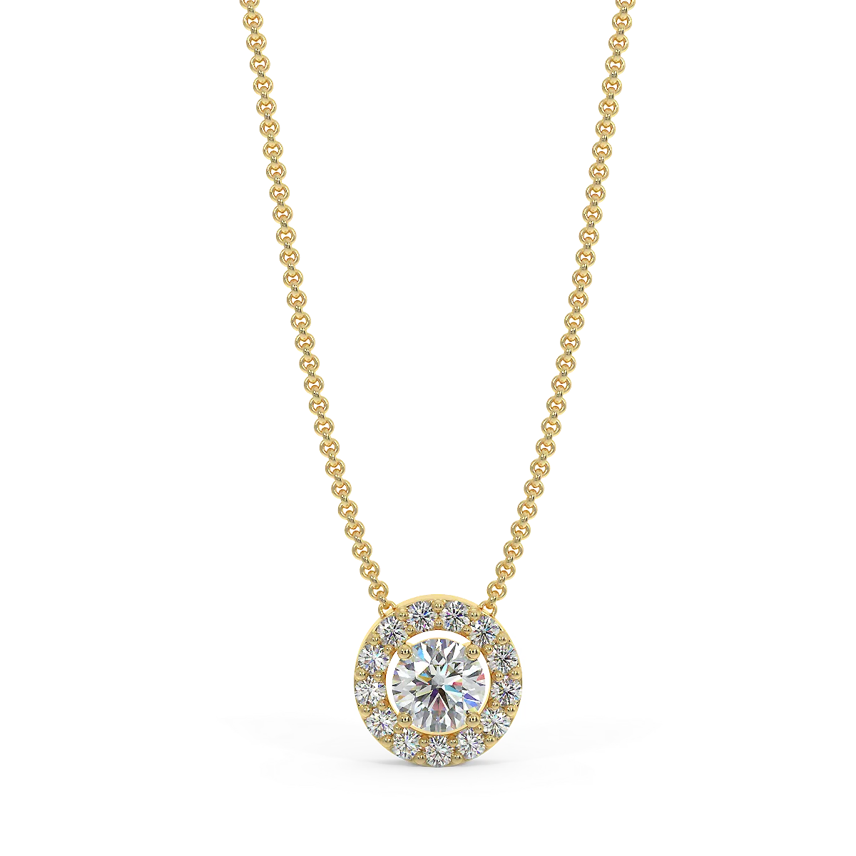 Zawieszka halo z żółtego złota z diamentami 0,15 ctw