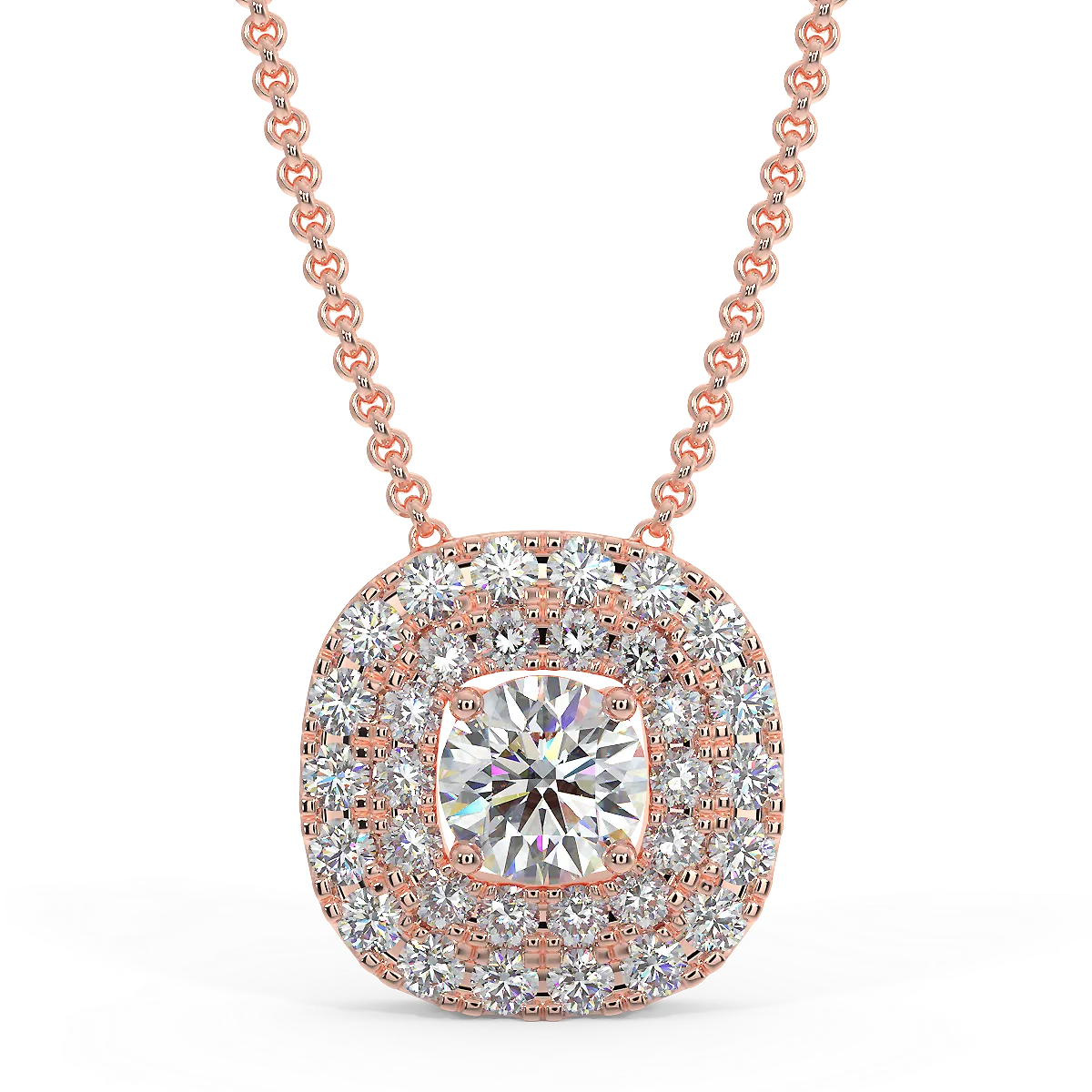 Zawieszka w stylu halo z różowego złota z diamentami 0,22 ctw