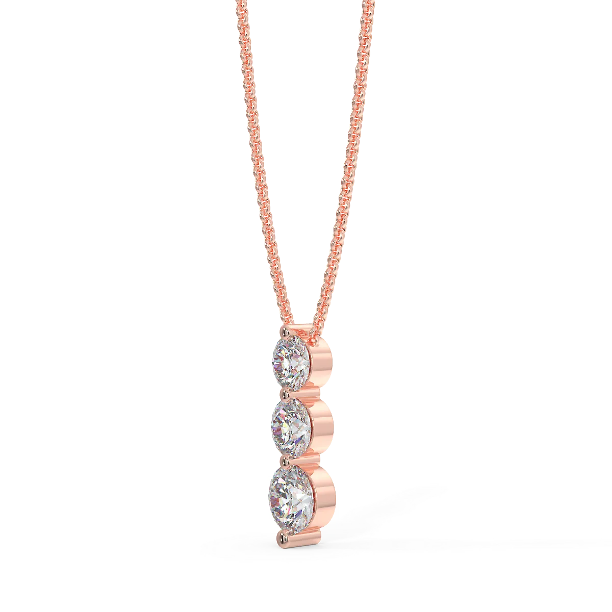 Zawieszka Trio z różowego złota z diamentami 0,35 ct widok z boku