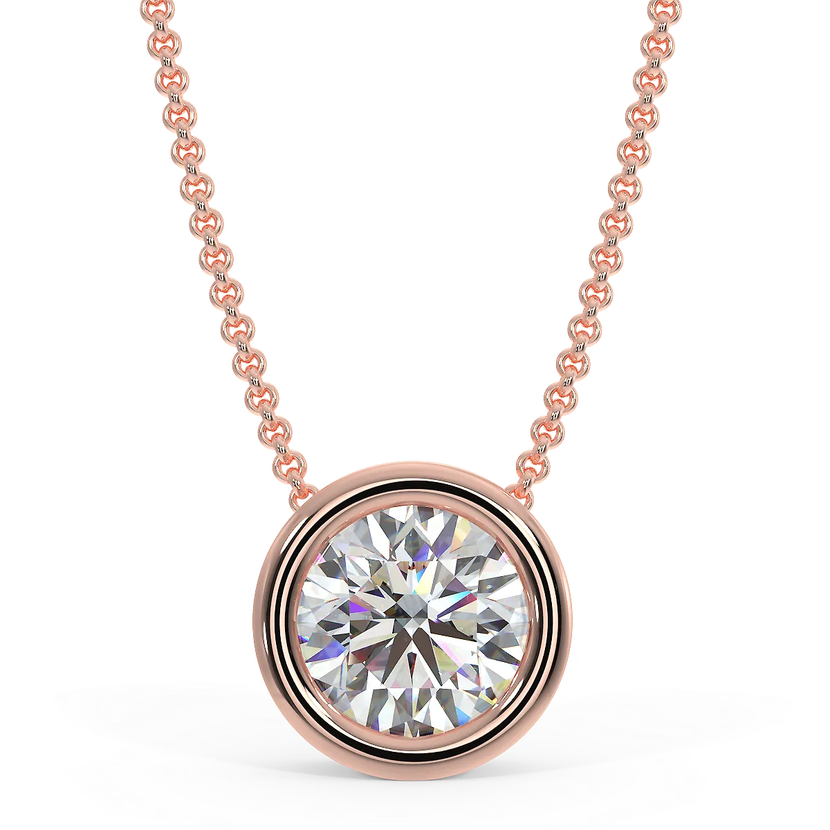 Zawieszka w różowym złocie z diamentem 0,40ct, close up