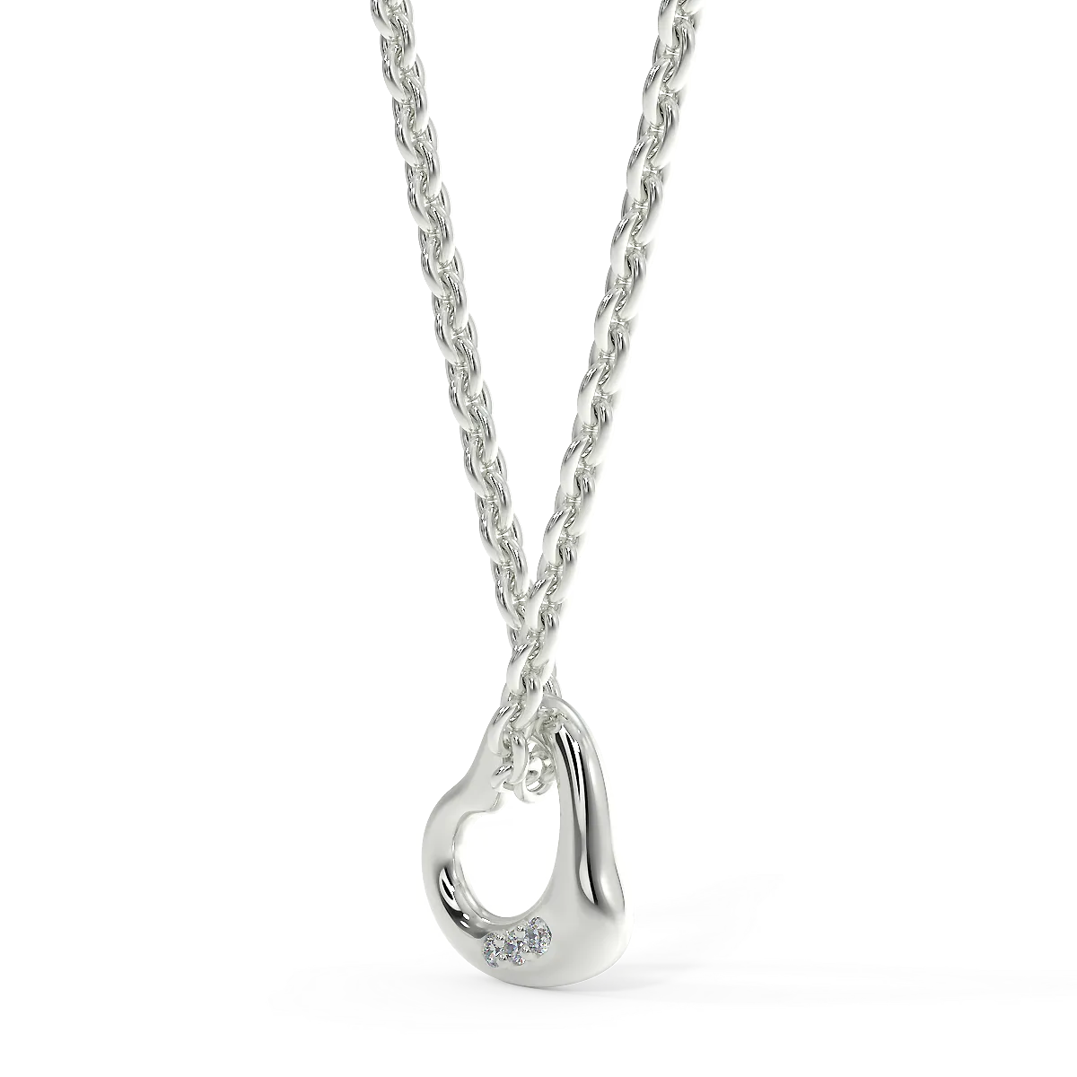 Zawieszka z białego złota z 3 diamencikami