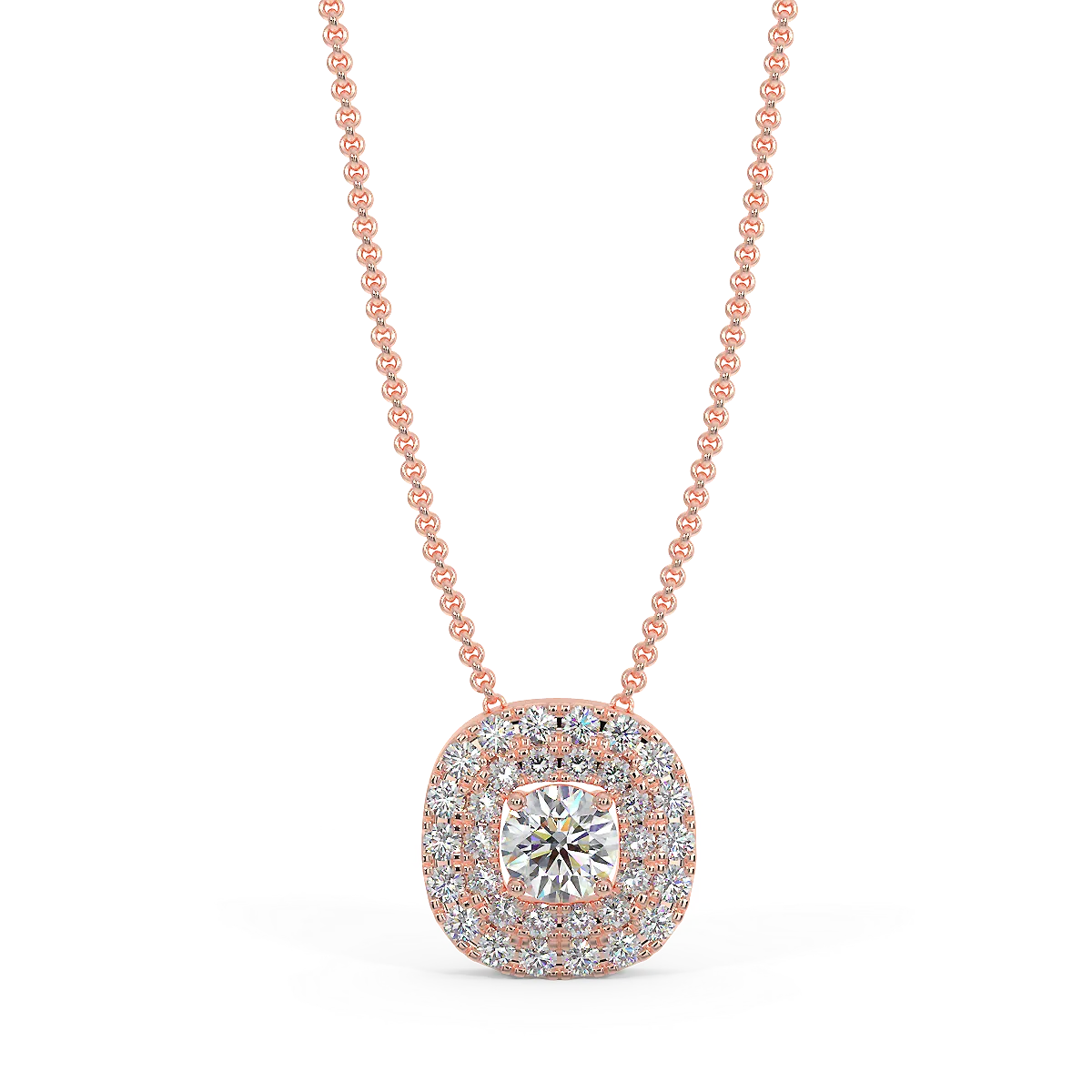 Zawieszka z diamentami w różowym złocie z podwójną linią diamentów.