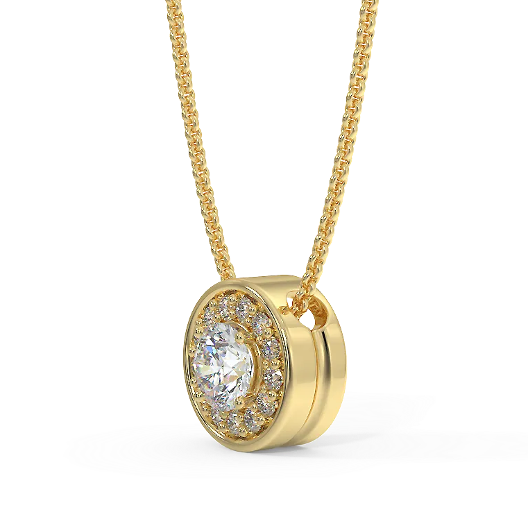 Zawieszka z diamentami w stylu halo w żółtym złocie