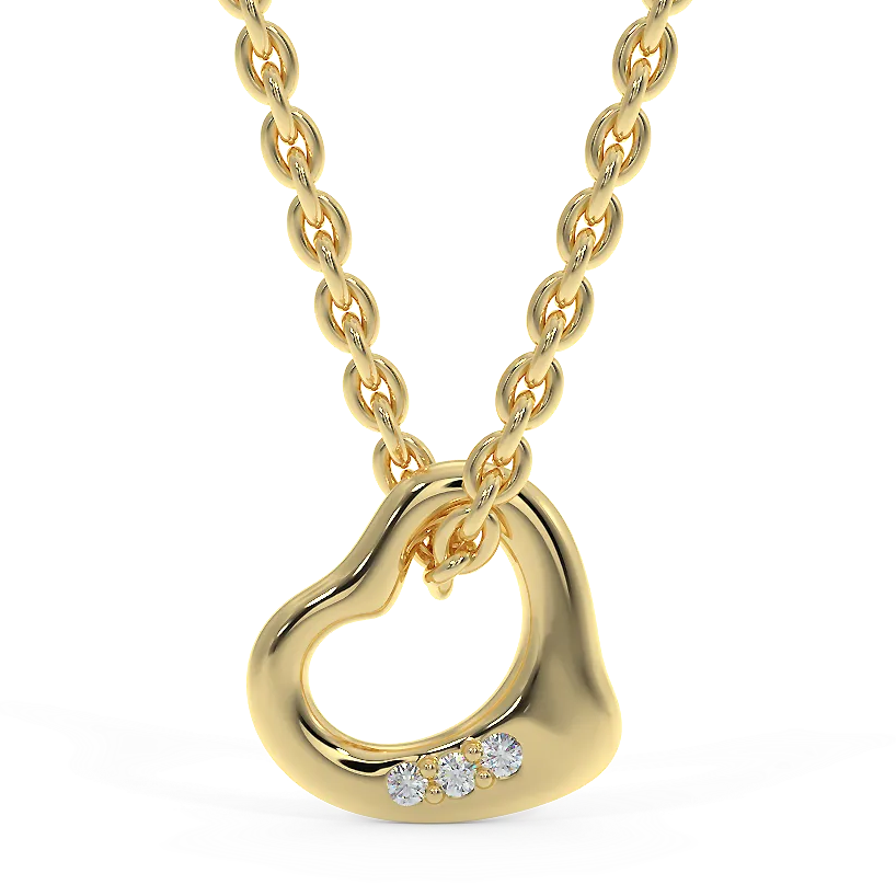 Zawieszka serduszko z żółtego złota z diamencikami